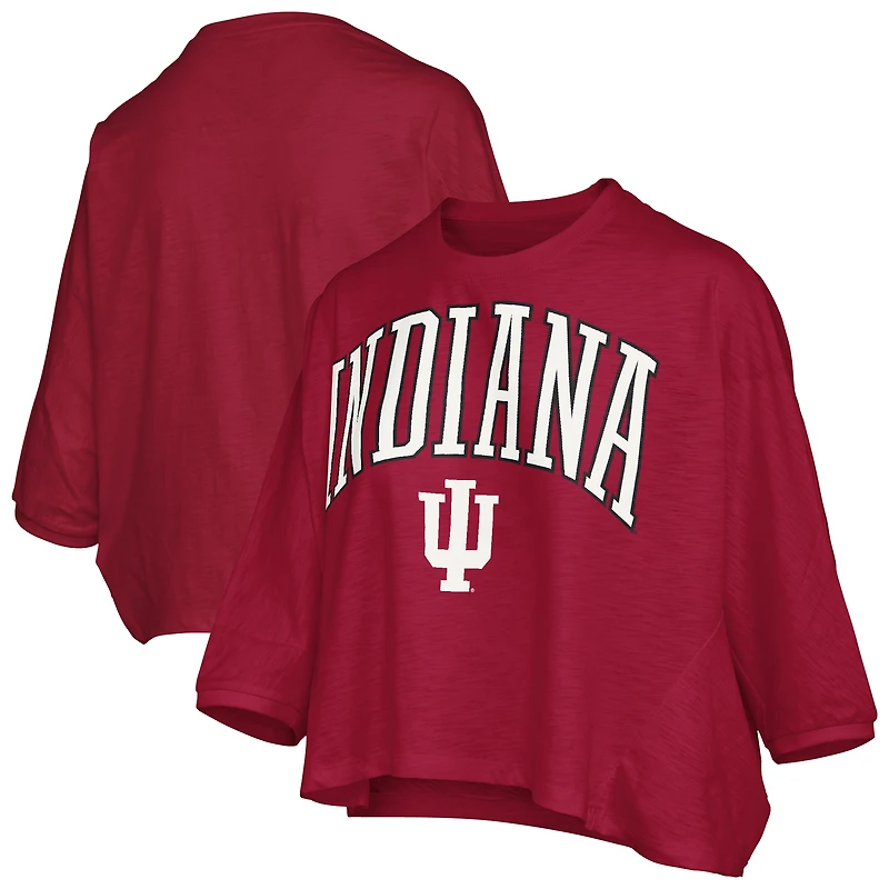 Women's Pressbox  Crimson Indiana Hoosiers Midi Arch Over Logo Oversized T-Shirt