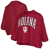 Women's Pressbox  Crimson Indiana Hoosiers Midi Arch Over Logo Oversized T-Shirt