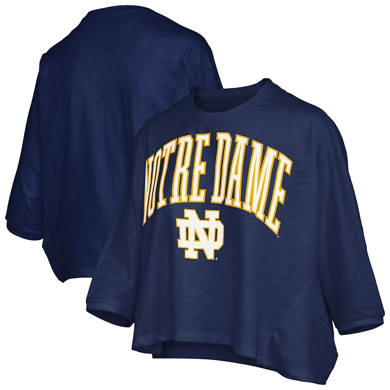 Women's Pressbox  Navy Notre Dame Fighting Irish Midi Arch Over Logo Oversized T-Shirt