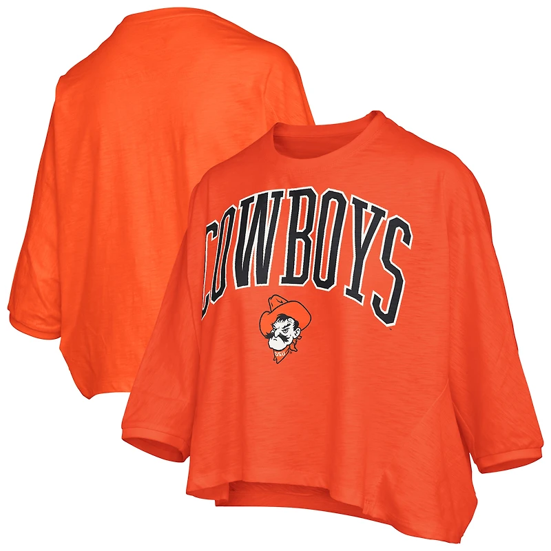 Women's Pressbox  Orange Oklahoma State Cowboys Midi Arch Over Logo Oversized T-Shirt