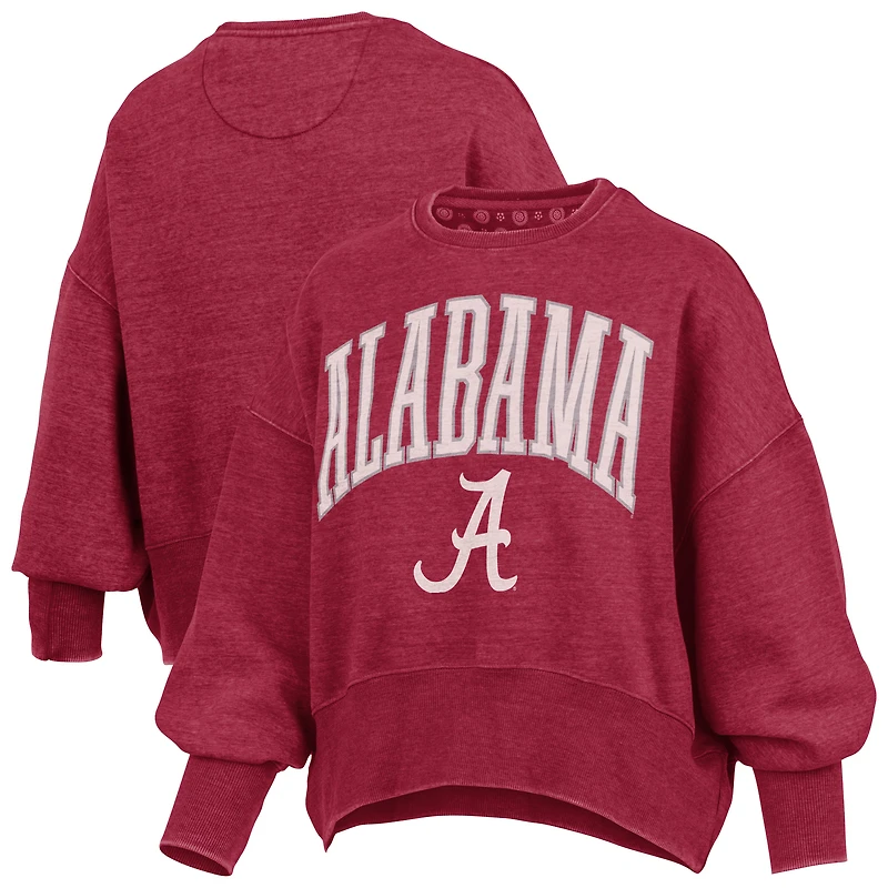 Women's Pressbox Crimson Alabama Crimson Tide Oversized Waist-Length Crewneck Sweatshirt