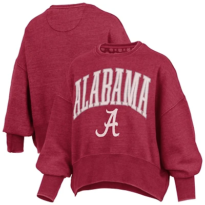 Women's Pressbox Crimson Alabama Tide Oversized Waist-Length Crewneck Sweatshirt