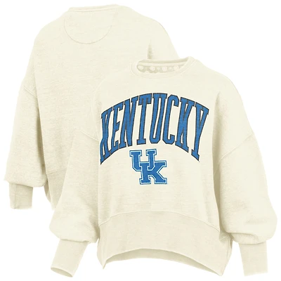 Women's Pressbox Natural Kentucky Wildcats Oversized Waist-Length Crewneck Sweatshirt