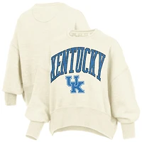 Women's Pressbox Natural Kentucky Wildcats Oversized Waist-Length Crewneck Sweatshirt
