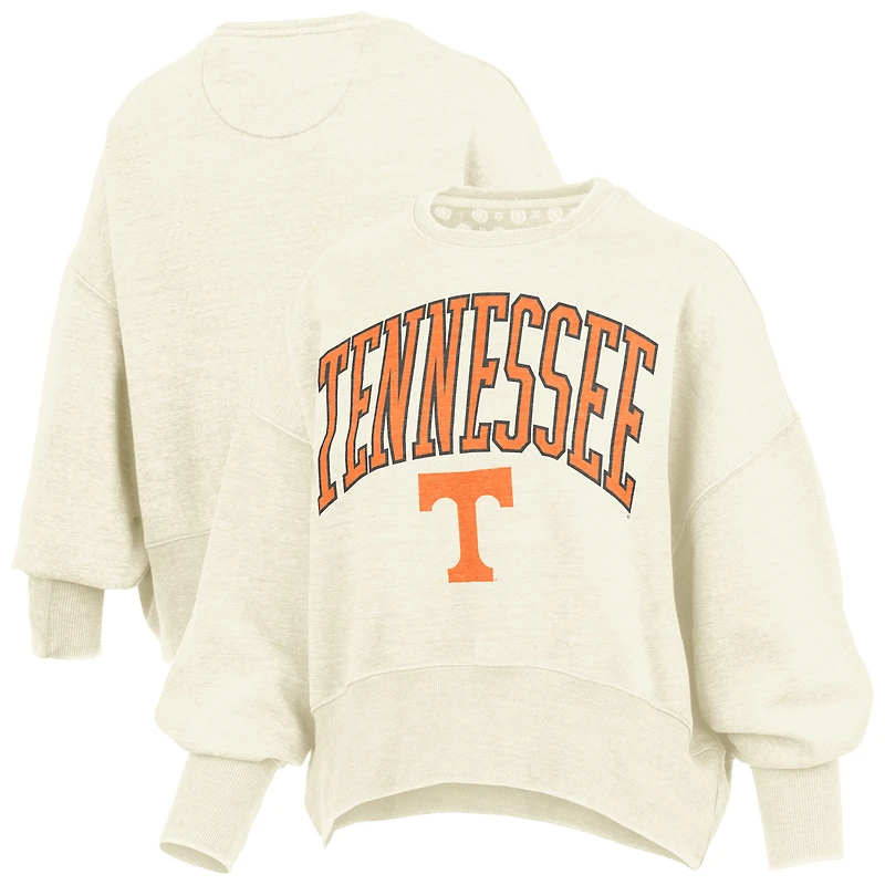 Women's Pressbox Natural Tennessee Volunteers Oversized Waist-Length Crewneck Sweatshirt