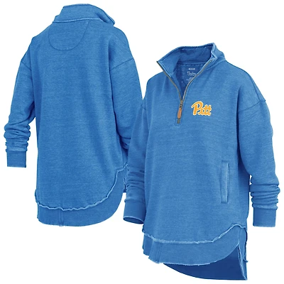 Women's Pressbox Royal Pitt Panthers Northfork Sojourn Poncho Quarter-Zip Sweatshirt