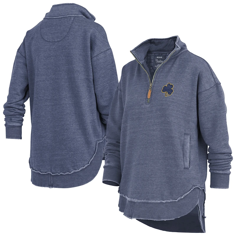 Women's Pressbox Navy Notre Dame Fighting Irish Northfork Sojourn Poncho Quarter-Zip Sweatshirt