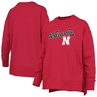 Women's Pressbox Scarlet Nebraska Huskers Bonanza Chenille Harper Script Sweatshirt