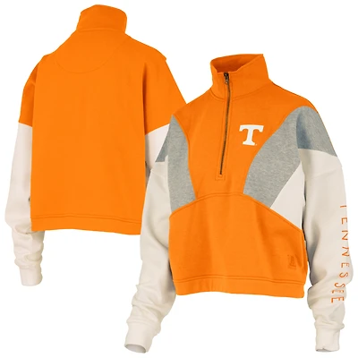 Women's Pressbox  Tennessee Orange Volunteers Ferrara Color Block Quarter-Zip Sweatshirt