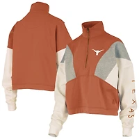 Women's Pressbox  Texas Orange Longhorns Ferrara Color Block Quarter-Zip Sweatshirt