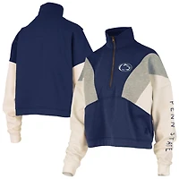 Women's Pressbox  Navy Penn State Nittany Lions Ferrara Color Block Quarter-Zip Sweatshirt