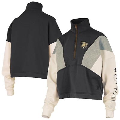 Women's Pressbox  Black Army Knights Ferrara Color Block Quarter-Zip Sweatshirt