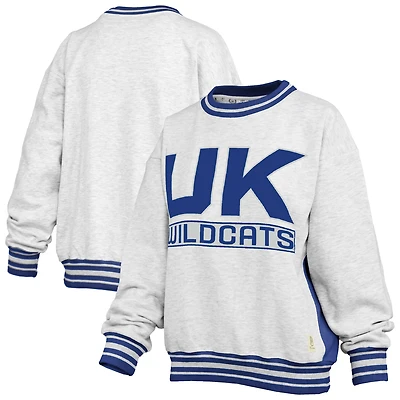 Women's Pressbox Heather Gray/Royal Kentucky Wildcats Endzone Crewneck Sweatshirt