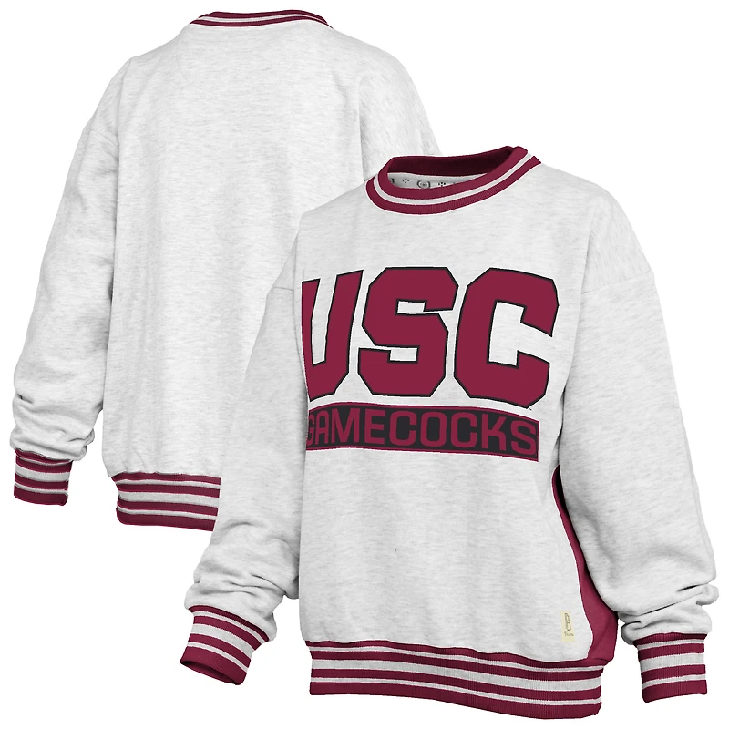 Women's Pressbox Heather Gray/Garnet South Carolina Gamecocks Endzone Crewneck Sweatshirt
