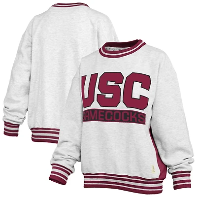 Women's Pressbox Heather Gray/Garnet South Carolina Gamecocks Endzone Crewneck Sweatshirt