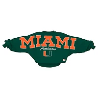 Women's Pressbox  Green Miami Hurricanes Flannigan Oversized Dolman Pullover Sweatshirt