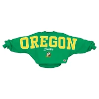 Women's Pressbox  Green Oregon Ducks Flannigan Oversized Dolman Pullover Sweatshirt