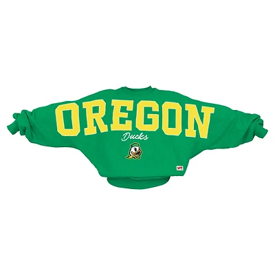 Women's Pressbox  Green Oregon Ducks Flannigan Oversized Dolman Pullover Sweatshirt