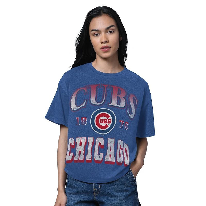 Women's Starter Heather Royal Chicago Cubs Oversized Hall of Fame T-Shirt