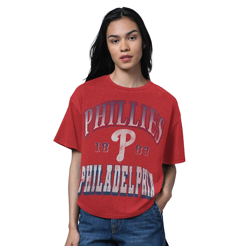Women's Starter Heather Red Philadelphia Phillies Oversized Hall of Fame T-Shirt
