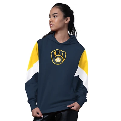 Women's Starter  Navy Milwaukee Brewers Scrimmage Pullover Hoodie