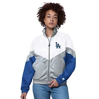 Women's Starter  White/Gray Los Angeles Dodgers Teamwork Raglan Full-Zip Track Jacket