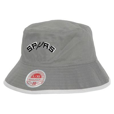 Men's Mitchell & Ness Gray/Black San Antonio Spurs Flip It Reversible Bucket Hat