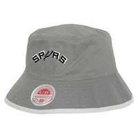Men's Mitchell & Ness Gray/Black San Antonio Spurs Flip It Reversible Bucket Hat