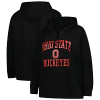 Women's Fanatics  Black Ohio State Buckeyes Heart & Soul Notch Neck Pullover Hoodie