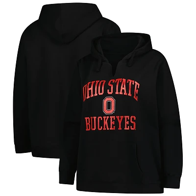 Women's Fanatics  Black Ohio State Buckeyes Heart & Soul Notch Neck Pullover Hoodie