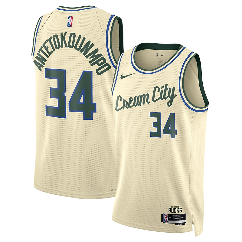 Unisex Nike Giannis Antetokounmpo Cream Milwaukee Bucks 2025/26 Swingman Jersey - City Edition