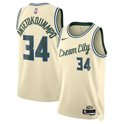 Unisex Nike Giannis Antetokounmpo Cream Milwaukee Bucks 2025/26 Swingman Jersey - City Edition