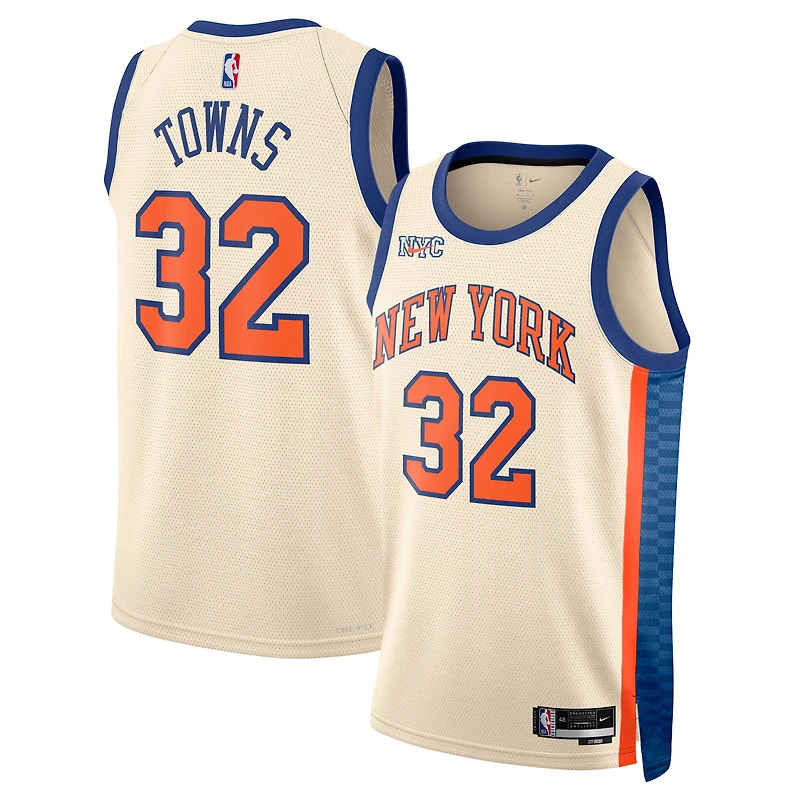 Unisex Nike Karl-Anthony Towns Cream New York Knicks 2025/26 Swingman Jersey - City Edition