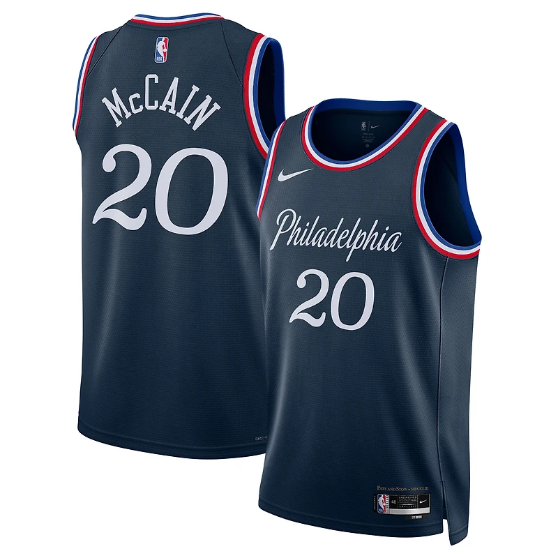 Unisex Nike Jared McCain Navy Philadelphia 76ers 2025/26 Swingman Jersey - City Edition