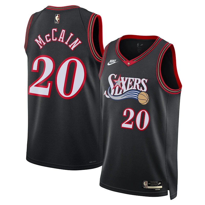 Unisex Nike Jared McCain Black Philadelphia 76ers Swingman Jersey - Classic Edition