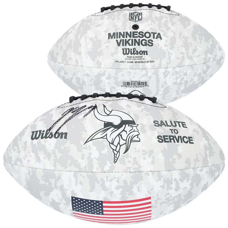 J.J. McCarthy Minnesota Vikings Autographed Wilson 2024 Salute To Service Football