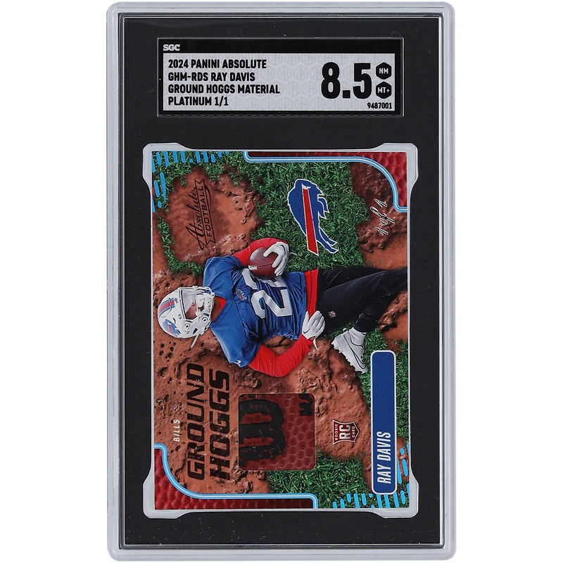 Ray Davis Buffalo Bills 2024 Panini Absolute Platinum Ground Hoggs Wilson Logo Football Relic #GHM-RDS #1/1 SGC Authenticated 8.5 Rookie Card