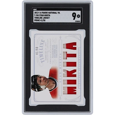 Stan Mikita Chicago Blackhawks 2013-14 Panini National Treasures Prime Timeline 2 Color Jersey Relic #T-SM #41/50 SGC Authenticated 9 Card