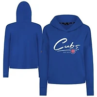 Women's Levelwear  Royal Chicago Cubs Tri-Blend Sweet Express Cropped Pullover Hoodie