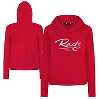 Women's Levelwear  Red Cincinnati Reds Tri-Blend Sweet Express Cropped Pullover Hoodie