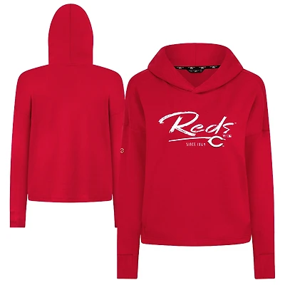 Women's Levelwear  Red Cincinnati Reds Tri-Blend Sweet Express Cropped Pullover Hoodie