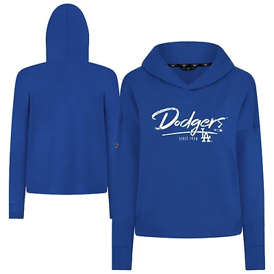 Women's Levelwear  Royal Los Angeles Dodgers Tri-Blend Sweet Express Cropped Pullover Hoodie