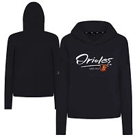 Women's Levelwear  Black Baltimore Orioles Tri-Blend Sweet Express Cropped Pullover Hoodie
