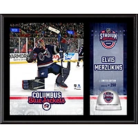 Elvis Merzlikins Columbus Blue Jackets 12" x 15" 2025 NHL Stadium Series Sublimated Plaque with Game-Used Ice - Limited Edition of 250