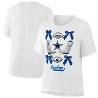 Women's White Dallas Cowboys Coquette Bow and Boots T-Shirt