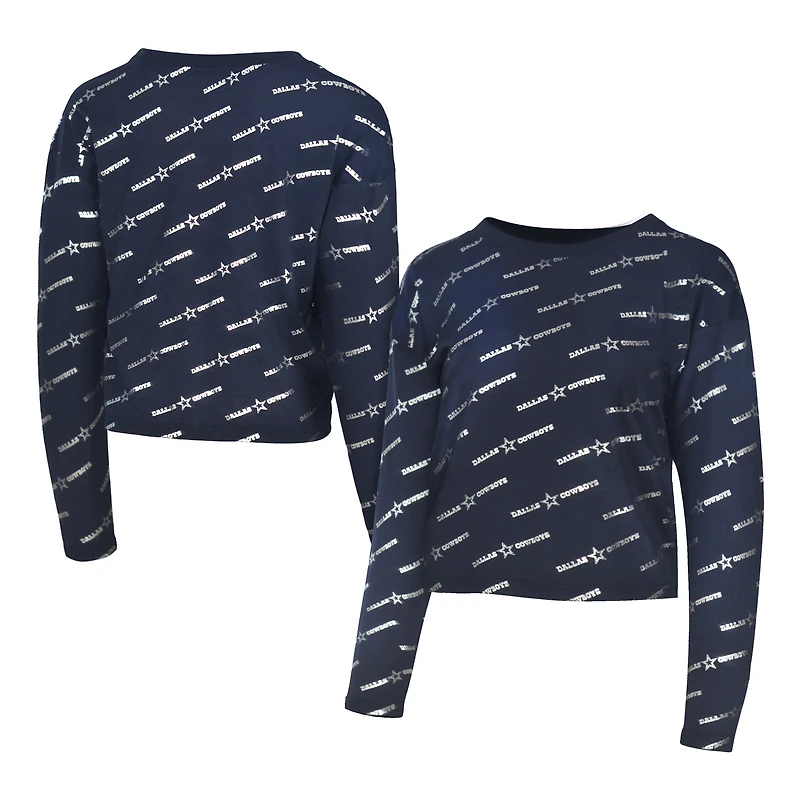 Men's Lauren James  Navy Dallas Cowboys Foil Long Sleeve T-Shirt