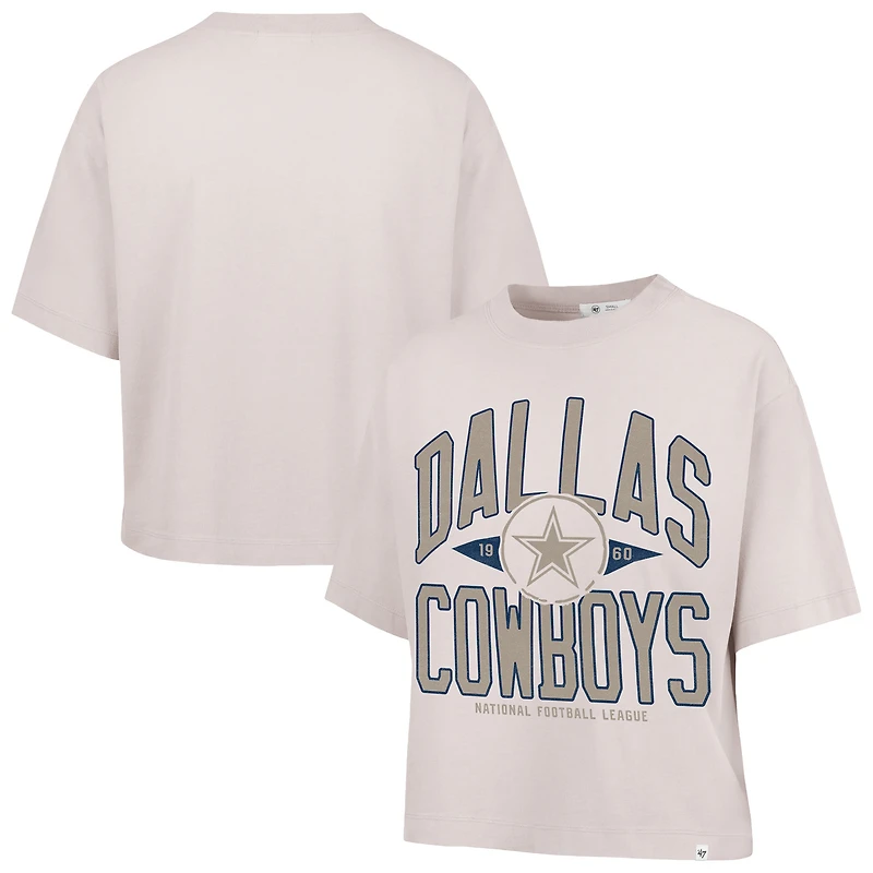 Women's '47 Natural Dallas Cowboys Cropped Windthrow Ravine T-Shirt