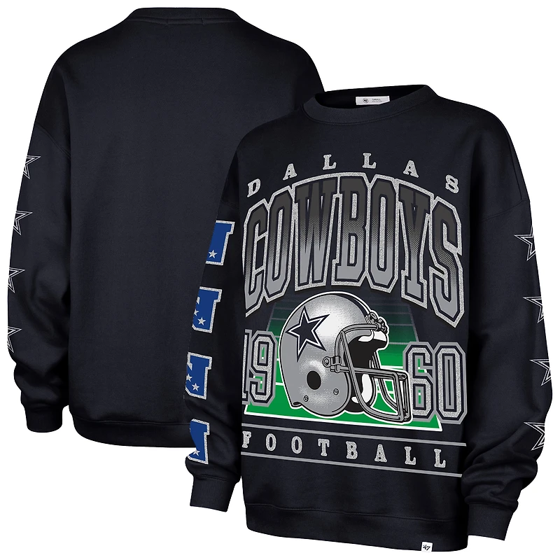 Women's '47  Navy Dallas Cowboys Go Big Oversized Pullover Sweatshirt