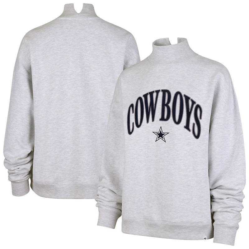 Women's '47 Heather Gray Dallas Cowboys Vantage Mock Neck Pullover Sweatshirt