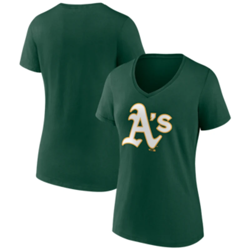 Women's Green Athletics Logo V-Neck T-Shirt